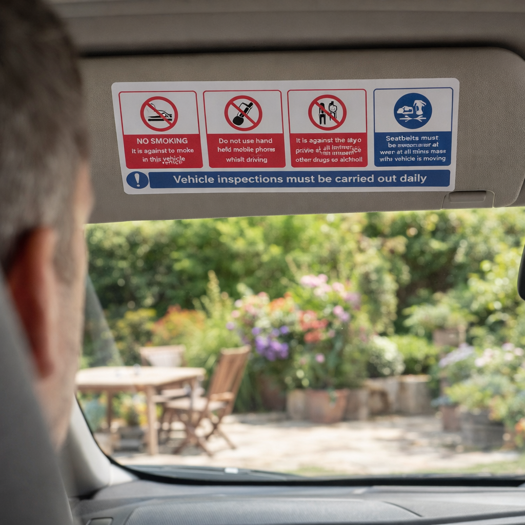 Vehicle Safety Sticker – 200mm x 75mm – Self Adhesive Vinyl – Indoor & Covered Outdoor Use
