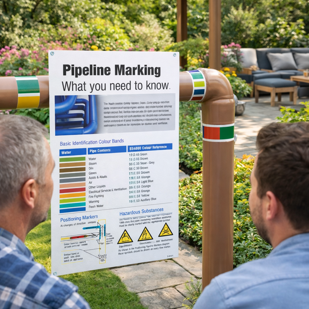Pipeline Identification Poster – 400mm x 600mm – Rigid Plastic – Indoor/Outdoor Use