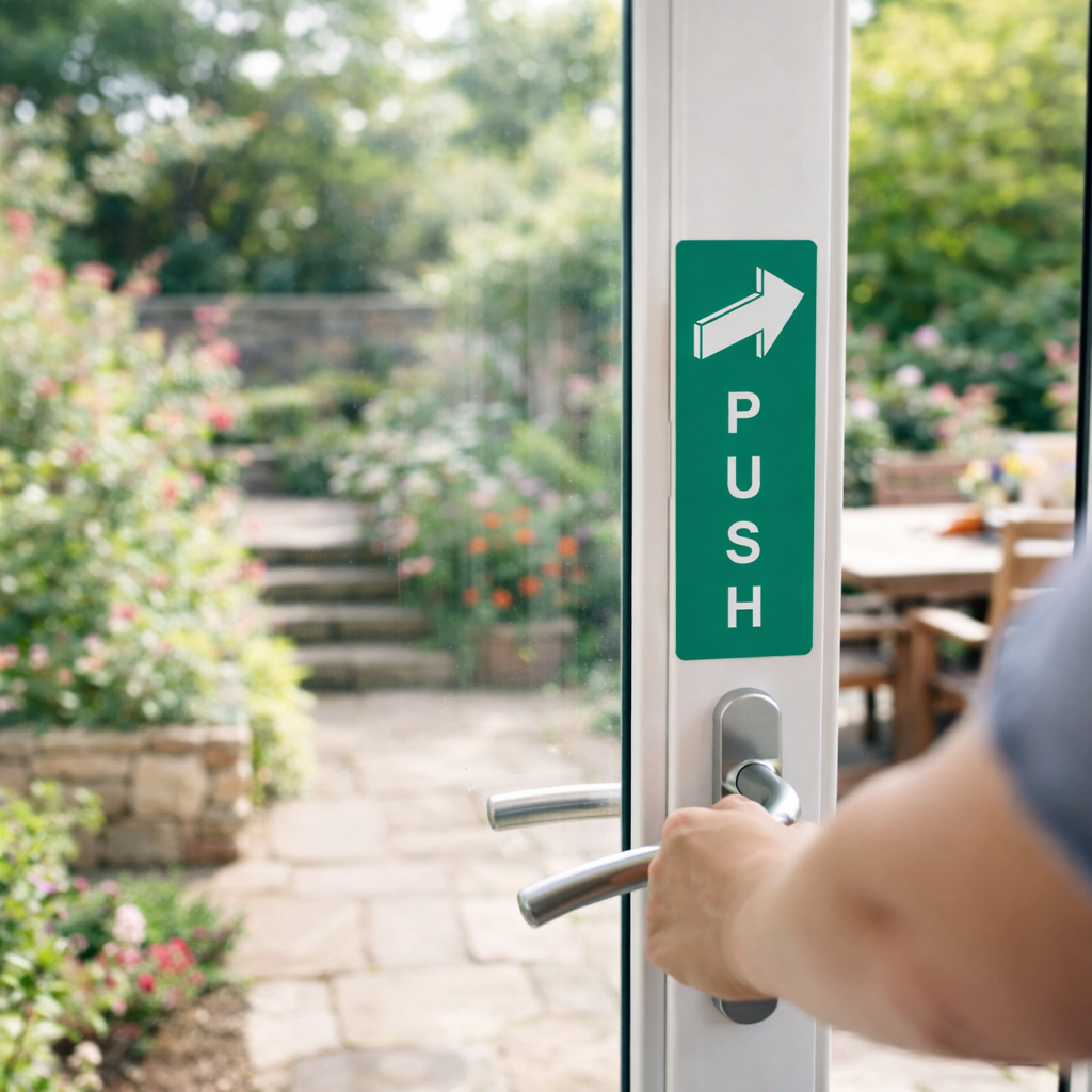 Push Sign – Clear Instructions – Indoor & Outdoor Use