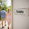 Acrylic Toilet Door Sign – 450mm x 150mm – Clear Acrylic – Indoor/Outdoor Use