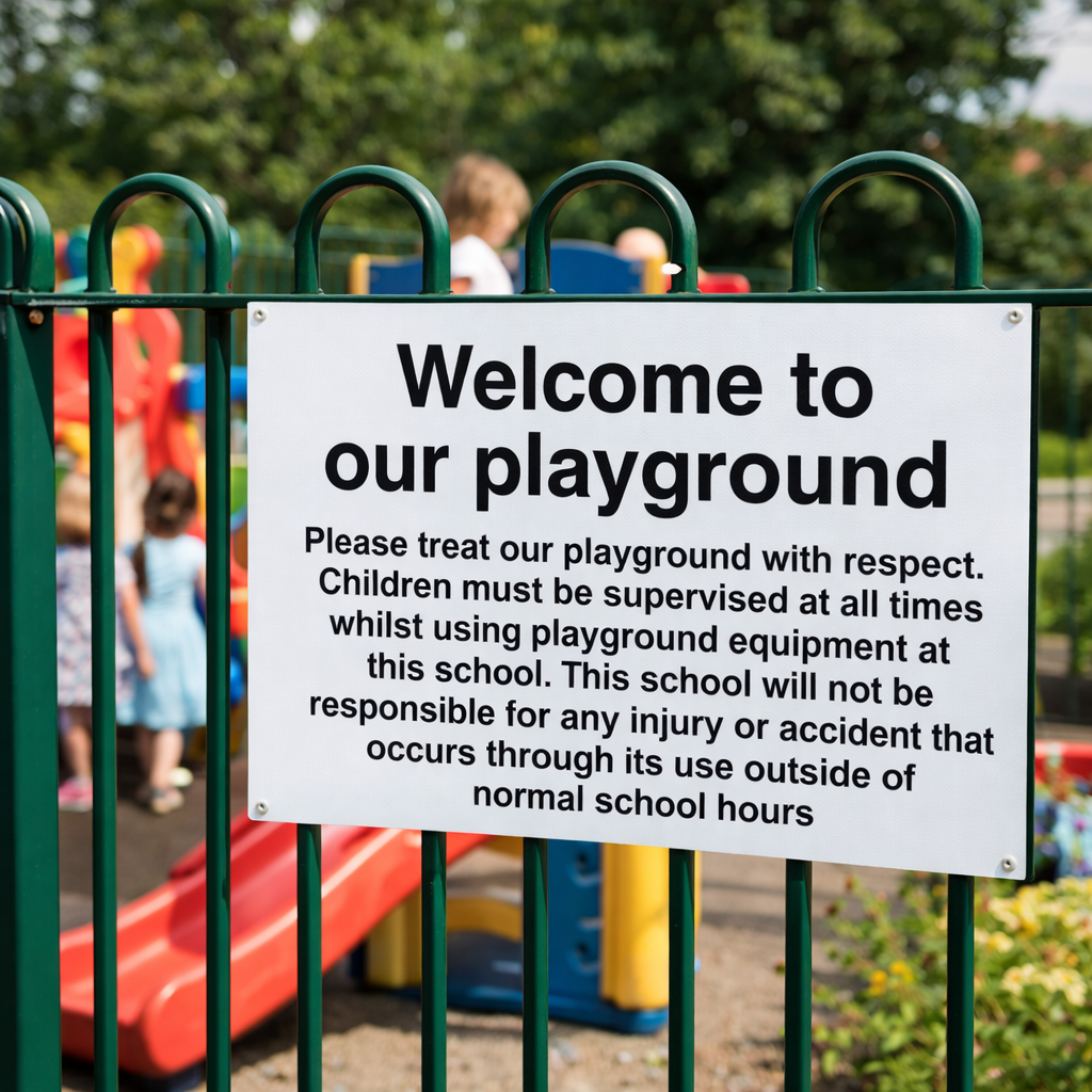 Playground Safety Notice – 1mm Rigid Plastic – Indoor/Outdoor Use