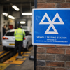 Vehicle Testing Station Sign – 600mm x 625mm – Reflective Aluminium – Industrial Use
