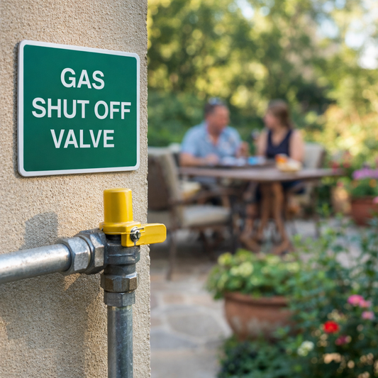 Gas Shut Off Valve Signs – 1mm Rigid Plastic & Vinyl – Indoor/Outdoor Use