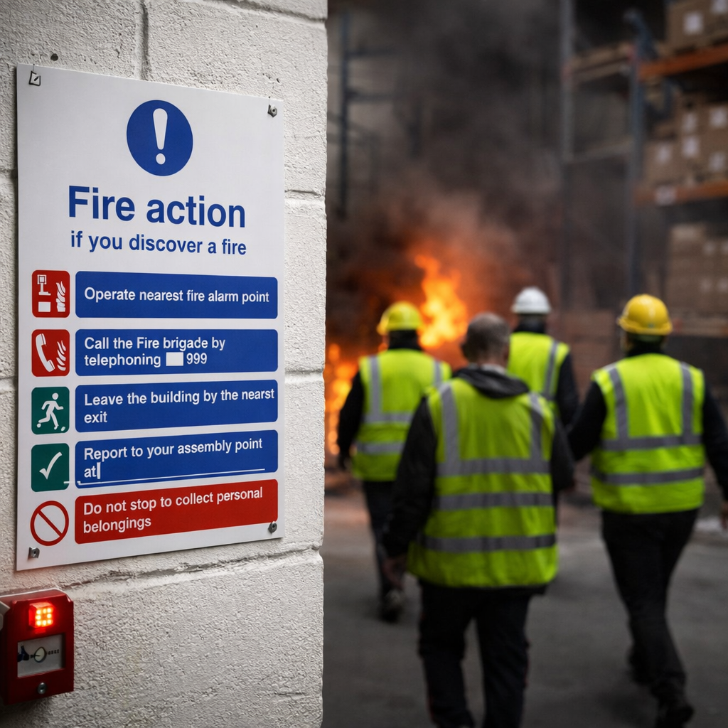 Fire Action Notice – Safety Symbols – Manual Call – Indoor Use