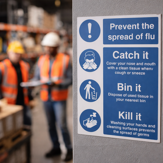 Flu Safety Signs – 150mm x 200mm – Self Adhesive Vinyl – Indoor Use