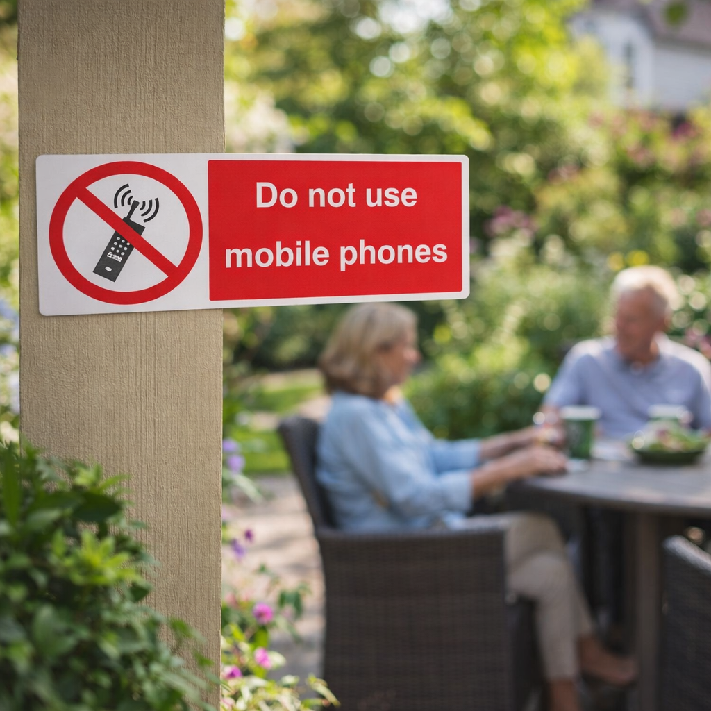 Safety Sign – No Mobile Phones – 1mm Rigid Plastic – Indoor/Outdoor Use