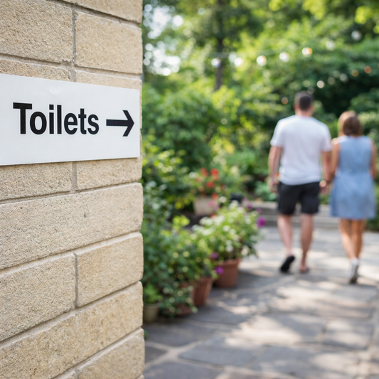 Toilet Directional Signs – Rigid Plastic & Vinyl – Indoor/Outdoor Use