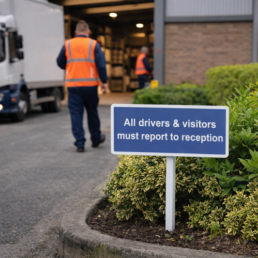 Reception Verge Sign with Post – 450mm x 150mm – Durable Aluminium – Commercial Use