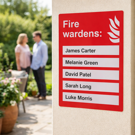 Custom Fire Warden Signs – Space for 5 Names – Indoor/Outdoor Use