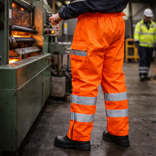 High Visibility Waterproof Overtrousers – Orange – Rail Spec – Industrial Use