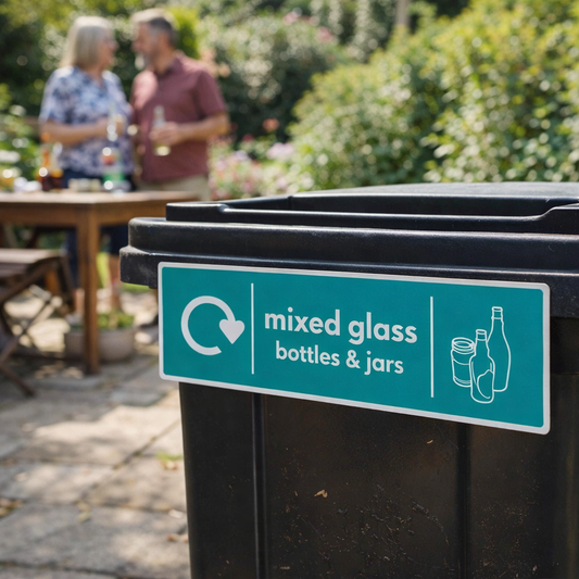 Recycling Signs – Mixed Glass Bottles & Jars – 1mm Rigid Plastic – Indoor & Outdoor