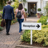 Reception Right Verge Sign with Post – 450mm x 150mm – 2mm Aluminium – Outdoor Use