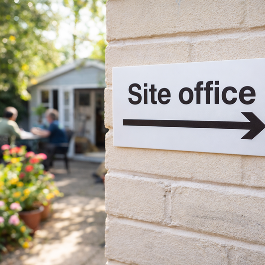 Site Office Sign with Arrow Right – 1mm Rigid Plastic – Indoor & Outdoor Use