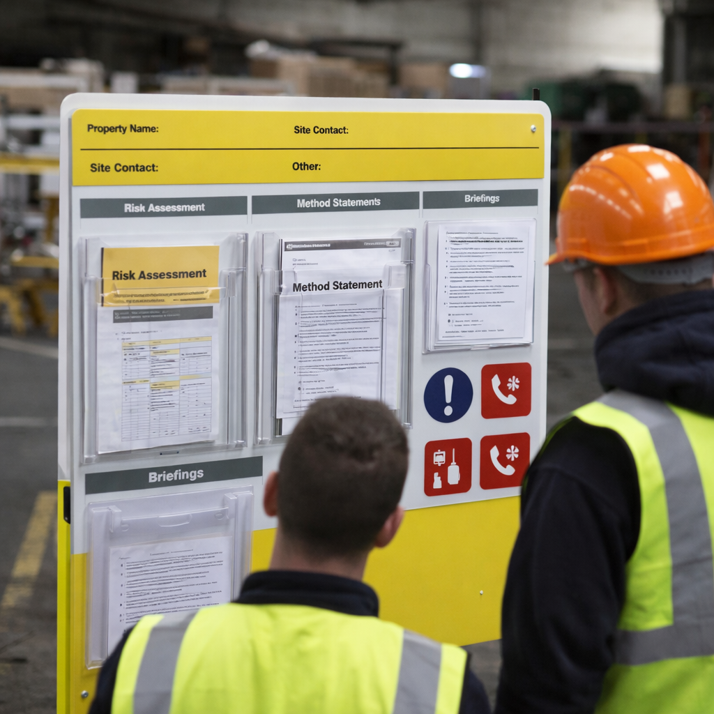 Safety Board with Briefing Area – 1000mm x 1000mm – Durable Plastic – Industrial Use