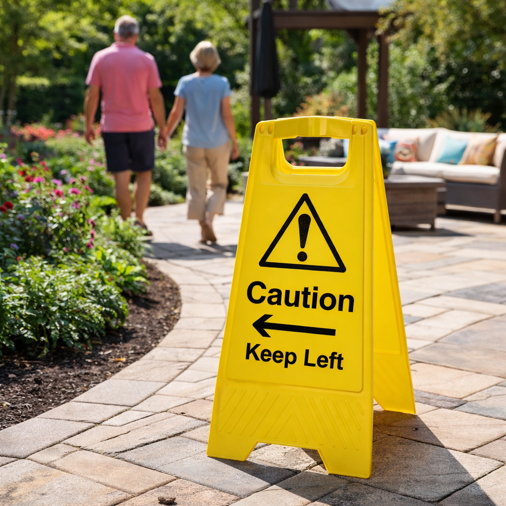 Caution Keep Left/Right Sign – 300mm x 600mm – Polypropylene – Indoor/Outdoor