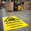 Caution Forklift Trucks Operating Floor Graphic – 400mm x 600mm – Polycarbonate – Industrial Use