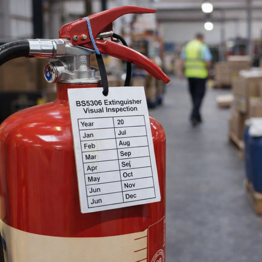 Fire Extinguisher Inspection Tags – 50mm x 80mm – Matt PVC – Industrial Use
