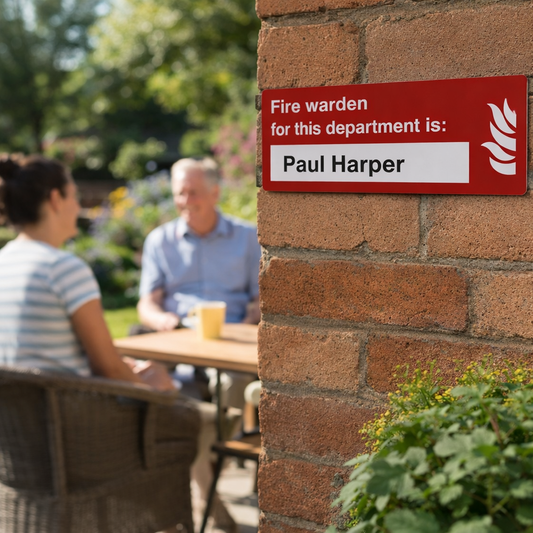 Fire Warden Sign – 300mm x 100mm – Rigid Plastic – Indoor/Outdoor