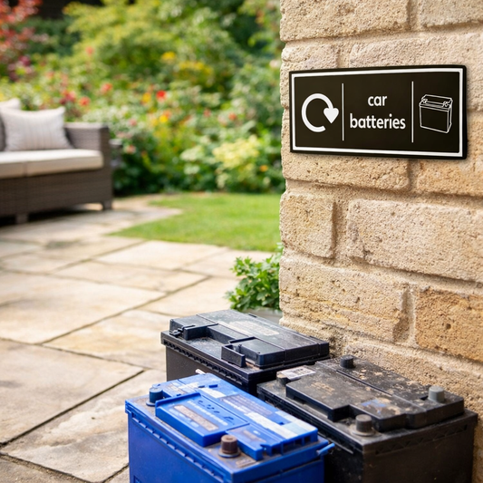 Recycling Signs – Car Batteries – 1mm Rigid Plastic – Indoor/Outdoor Use