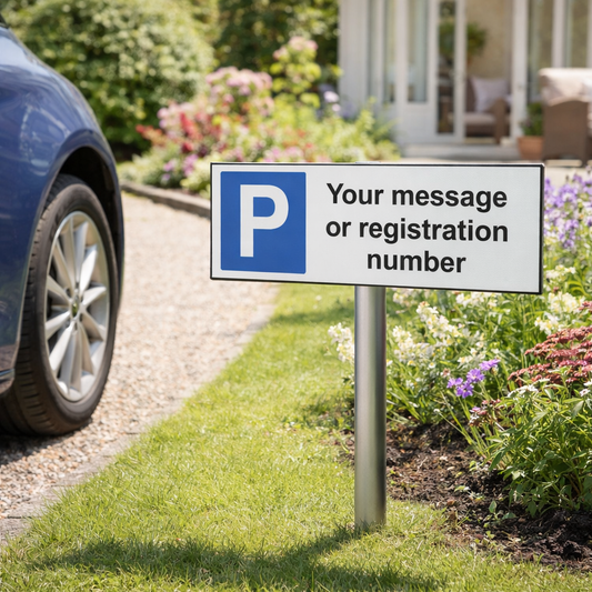 Custom Parking Verge Sign with Post – 450mm x 150mm – Durable Aluminium – Outdoor Use