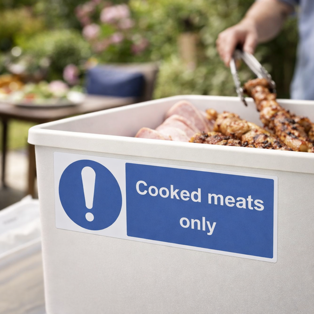 Cooked Meats Only Safety Signs – 1mm Rigid Plastic – Indoor/Outdoor Use