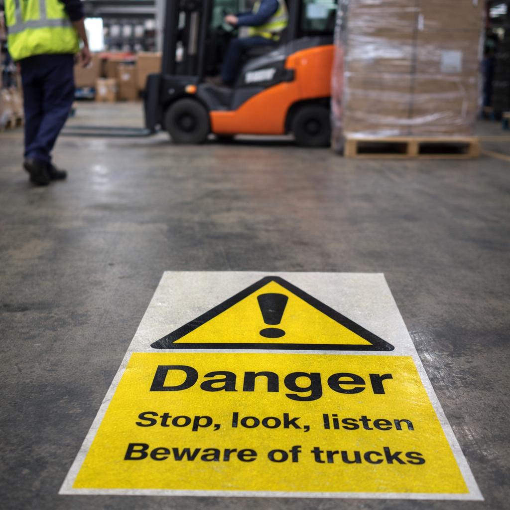 Danger Floor Graphic – 400mm x 600mm – Polycarbonate – Industrial Use