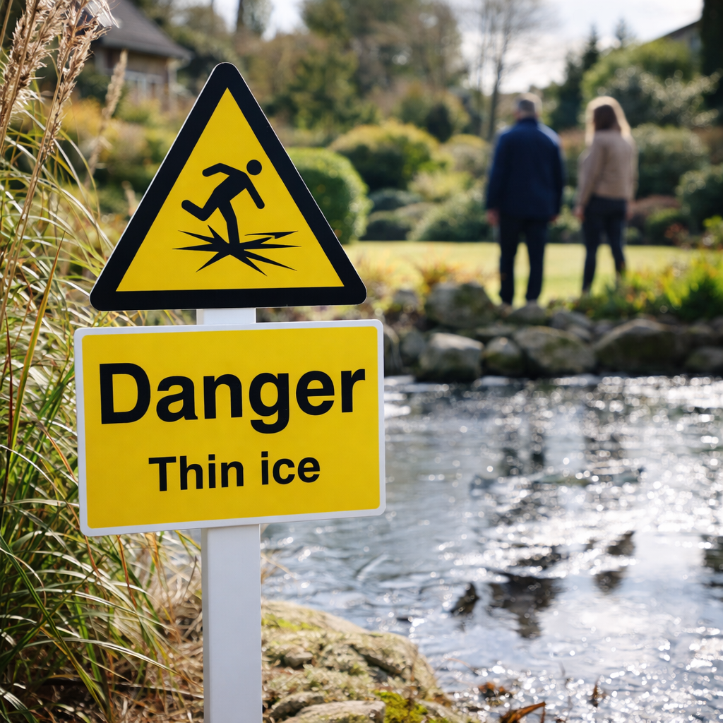 Danger Thin Ice Safety Signs – 1mm Rigid Plastic – Indoor/Outdoor Use