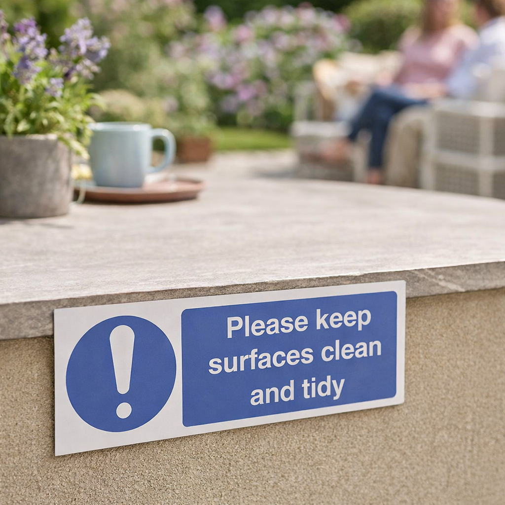 Please Keep Surfaces Clean and Tidy Safety Sign – 1mm Rigid Plastic – Indoor/Outdoor Use