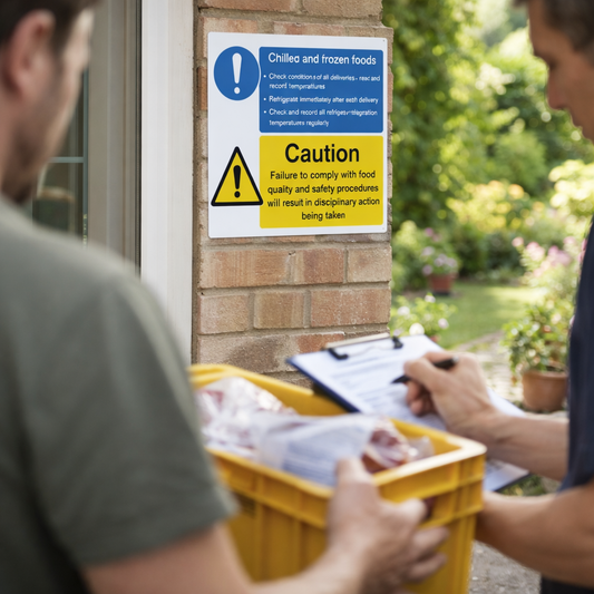 Chilled and Frozen Foods Safety Sign – 1mm Rigid Plastic & Vinyl – Indoor/Outdoor Use