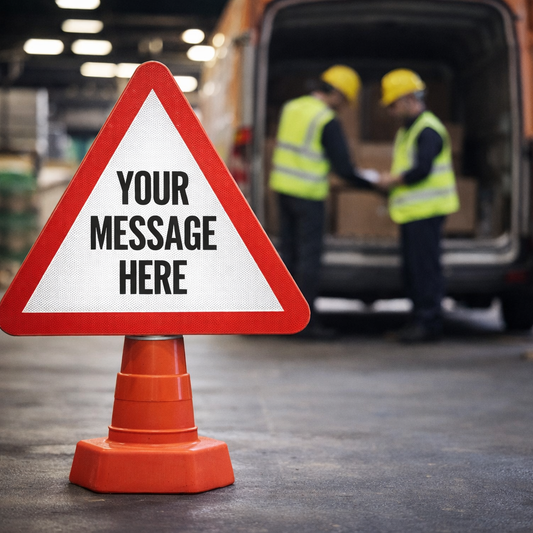 Reflective Cone Sign – 750mm Triangle – Polypropylene – Road Safety
