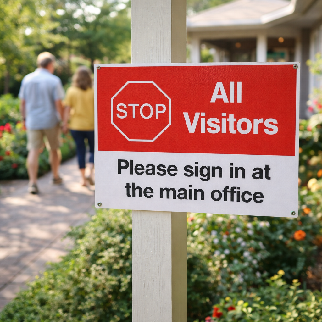Visitor Sign In Office Sign – 600mm x 450mm – Rigid Plastic – Indoor/Outdoor