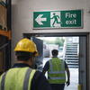 Fire Exit Sign – 300mm x 100mm – Brushed Aluminium – Indoor Safety