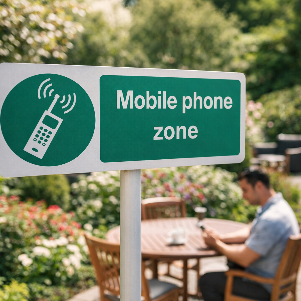 Mobile Phone Zone Safety Signs – 1mm Rigid Plastic & Self-Adhesive Vinyl – Indoor/Outdoor Use