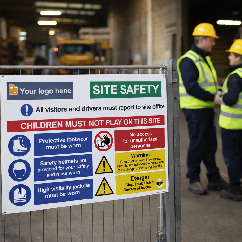 Site Safety Main Entrance Sign – Customizable – Durable Correx – Commercial Use