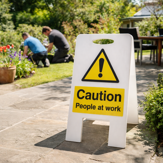 Caution People at Work Sign – 300mm x 600mm – Fluted Polypropylene – Indoor/Outdoor