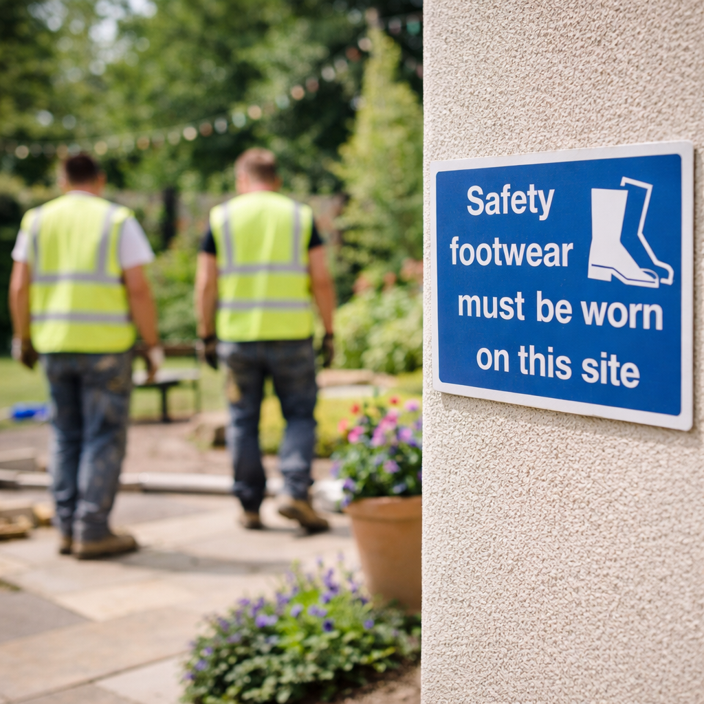 Safety Footwear Sign – Rigid Plastic & Vinyl – Indoor & Outdoor Use