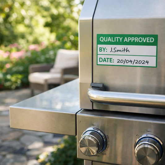 Quality Approved Quality Control Labels (Roll of 100) – 50mm x 20mm – Self Adhesive Vinyl – Indoor/Outdoor Use