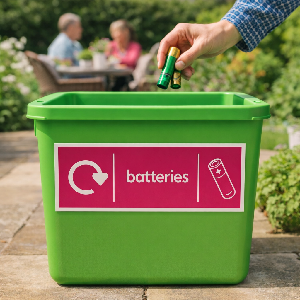 Recycling Sign – Batteries – Rigid Plastic & Vinyl – Indoor/Outdoor Use
