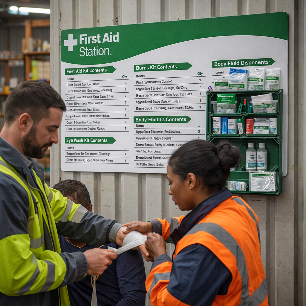 Branded First Aid Station – 1200mm x 680mm – Rigid Plastic – Workplace Safety
