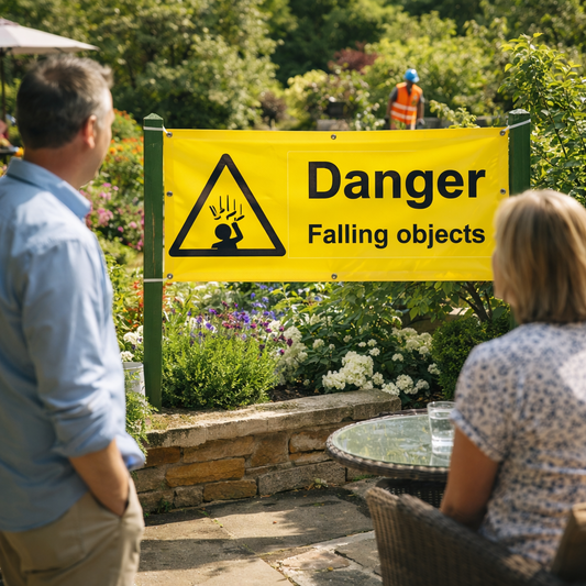 Danger Falling Objects Banner – 1270mm x 610mm – PVC with Eyelets – Indoor/Outdoor