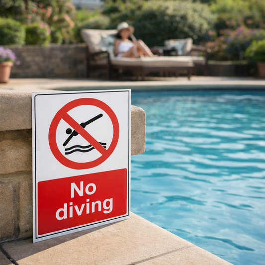No Diving Safety Sign – 1mm Rigid Plastic – Indoor/Outdoor Use