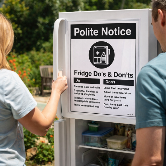 Refrigerator Safety Signs – 1mm Rigid Plastic & Vinyl – Indoor/Outdoor Use
