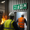 Fire Exit Sign – Arrow Up/Right – HTM Compliance – Indoor Safety