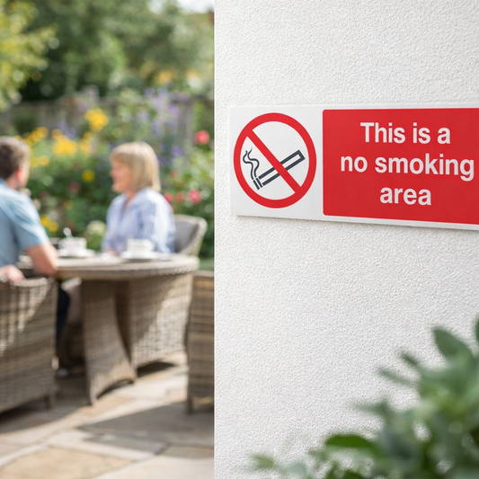 No Smoking Area Safety Sign – 1mm Rigid Plastic – Indoor/Outdoor Use