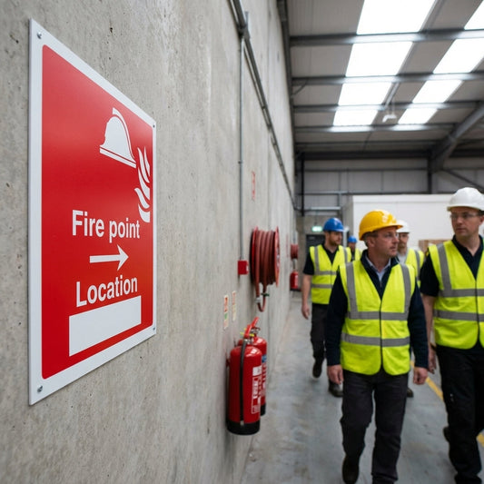 Fire Point Arrow Right Location Signs – Durable Safety Signage – Industrial Use