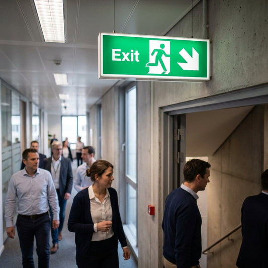 Exit Signs – Running Man with Arrow Down/Right – Indoor/Outdoor
