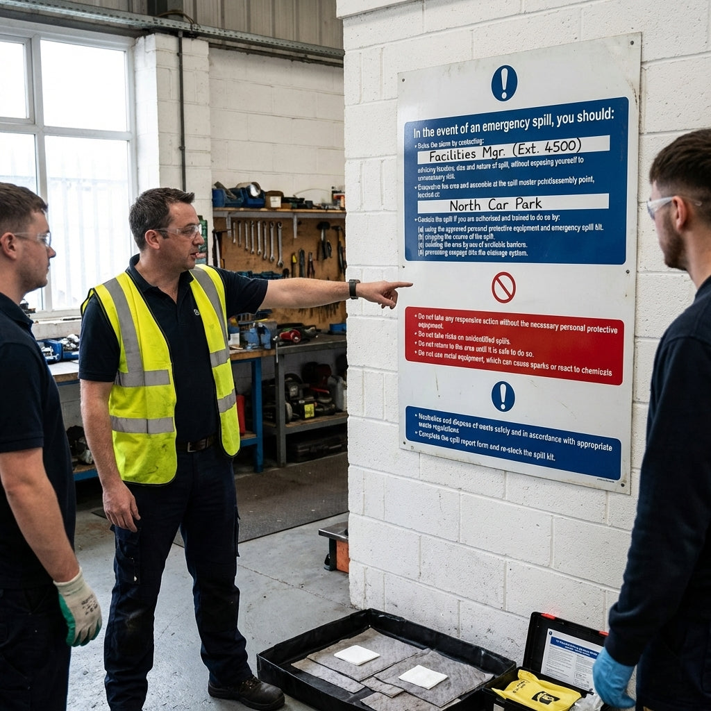 Emergency Spill Safety Signs – Durable Material – Industrial Use