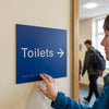 Braille Toilets Arrow Right Sign – 225mm x 150mm – 1.5mm PVC – Indoor Use
