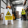 Caution Forklift Trucks Sign – 300mm x 600mm – Fluted Polypropylene – Indoor/Outdoor Use