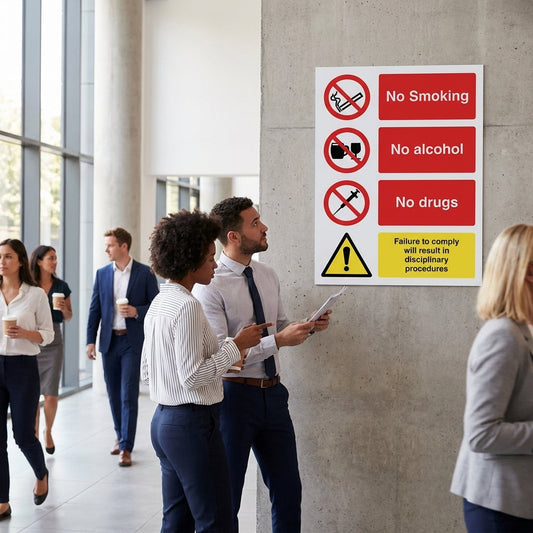 No Smoking, No Alcohol, No Drugs Signs – 1mm Rigid Plastic – Indoor/Outdoor Use